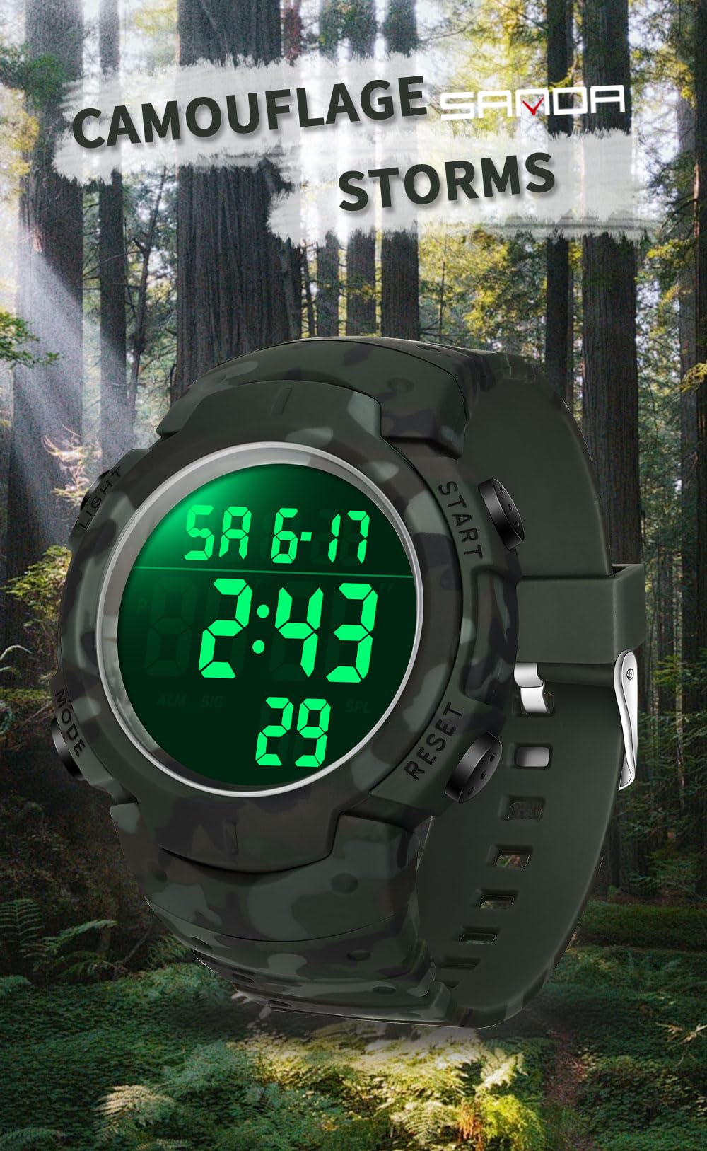Mens Digital Waterproof Outdoor Chronograph LED Watch Z63224