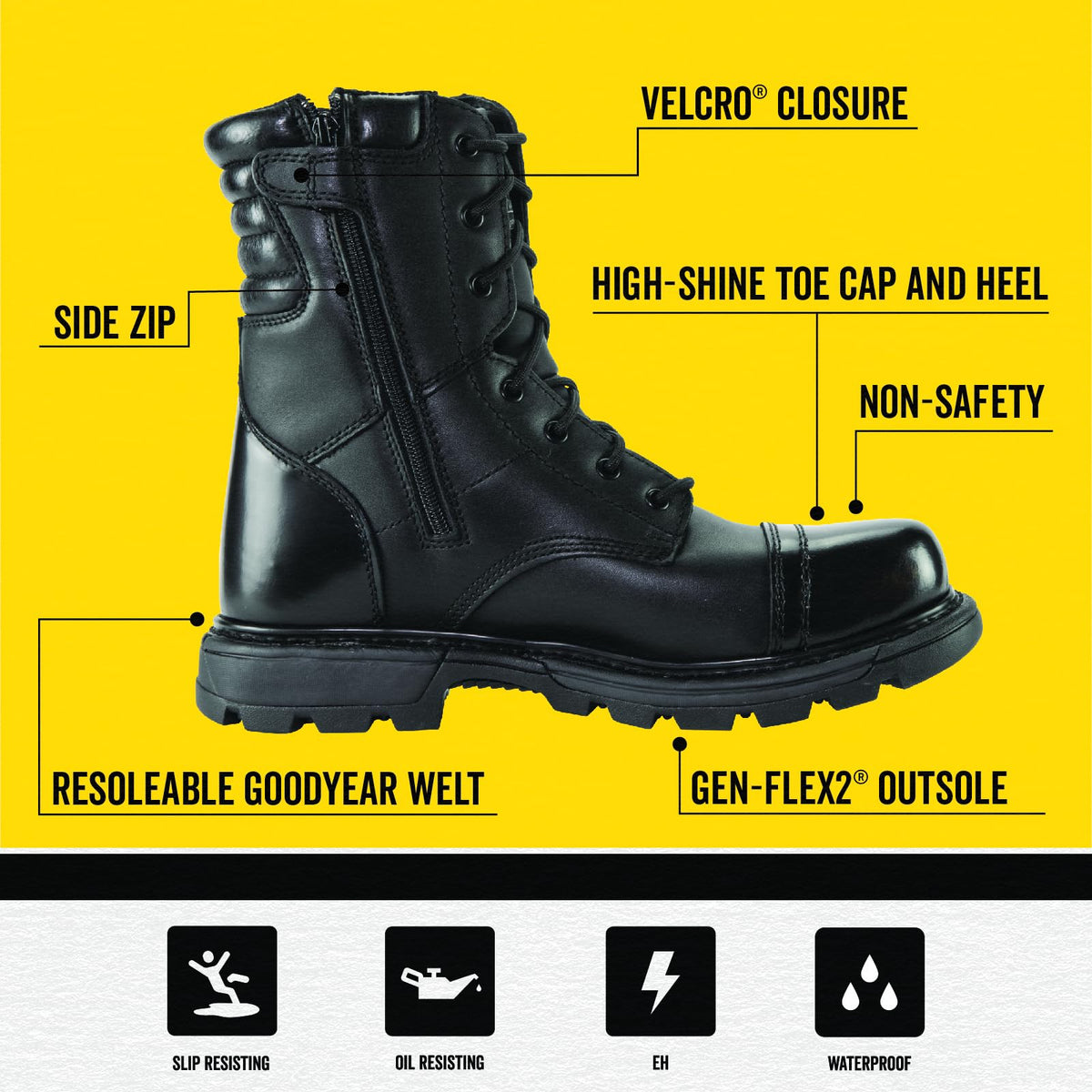 8" Side-Zip Leather Tactical Boots V3131
