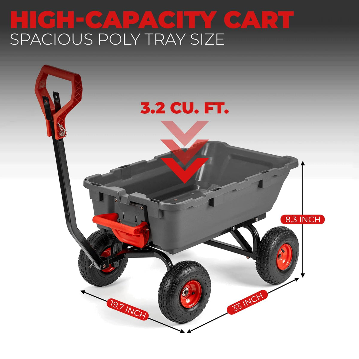 Heavy Duty 2-in-1 Convertible Handle Garden Dump Cart 800-Pound 10" Pneumatic Tires E471182