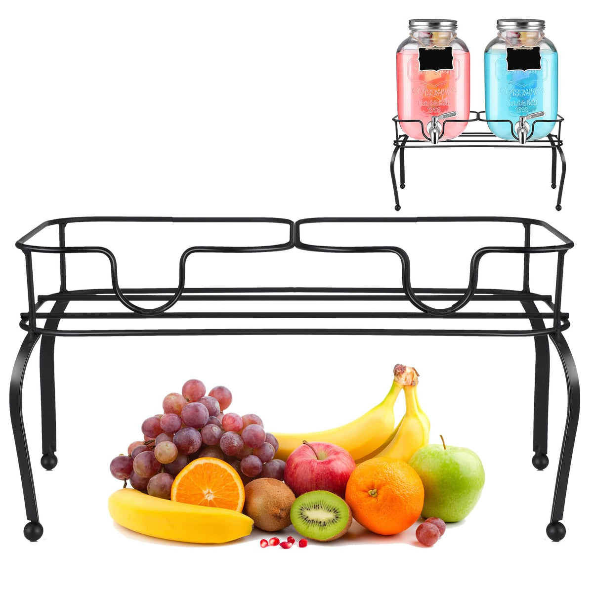 2 Gallon Black Metal Beverage Dispenser with 2 Compartments B65804