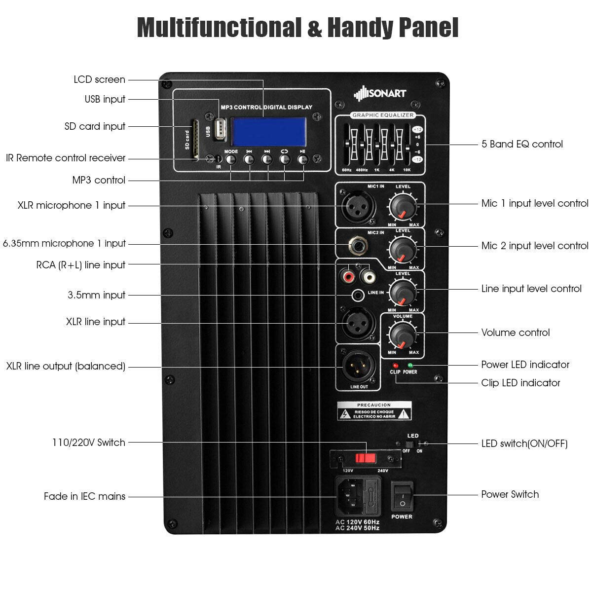 15" 1500W 2-Way Portable PA Speaker System A9769
