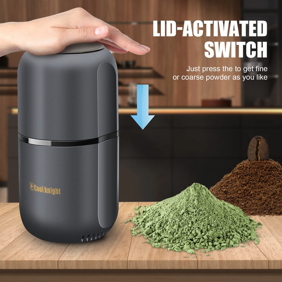 Electric Herb Grinder with Pollen Catcher 7.5" Grey M705