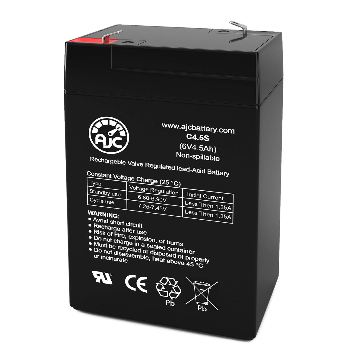 6V 4.5Ah Sealed Lead Acid Battery T713363