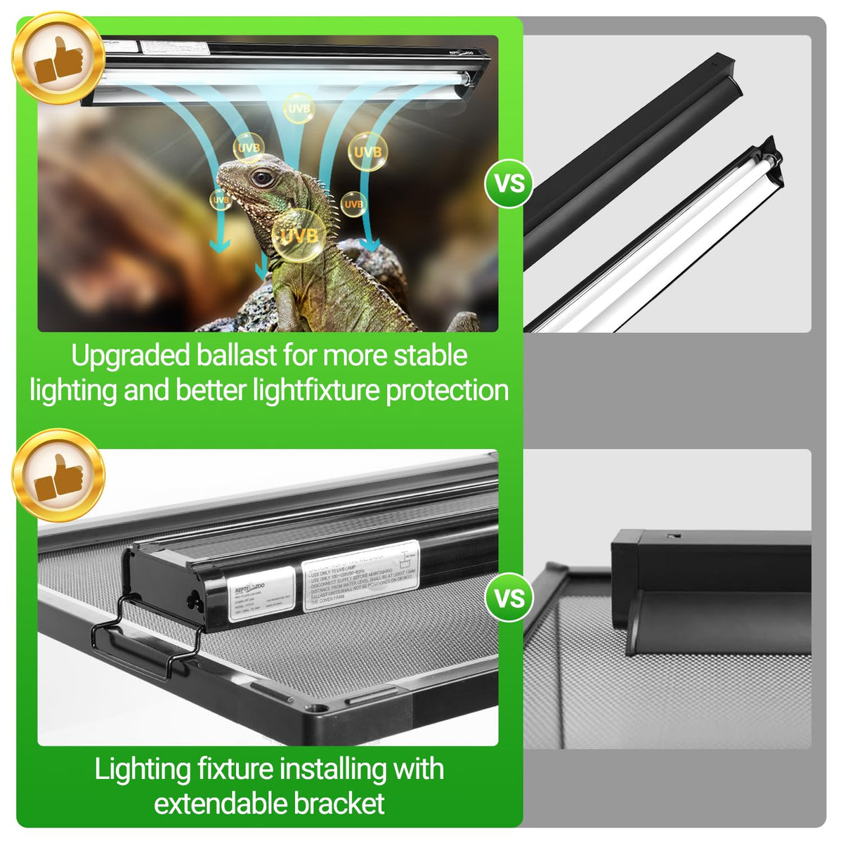 UVB Reptile Light T5 HO Combo Kit with 10.0 UVB Tube Bulb 24W-22Inch G784