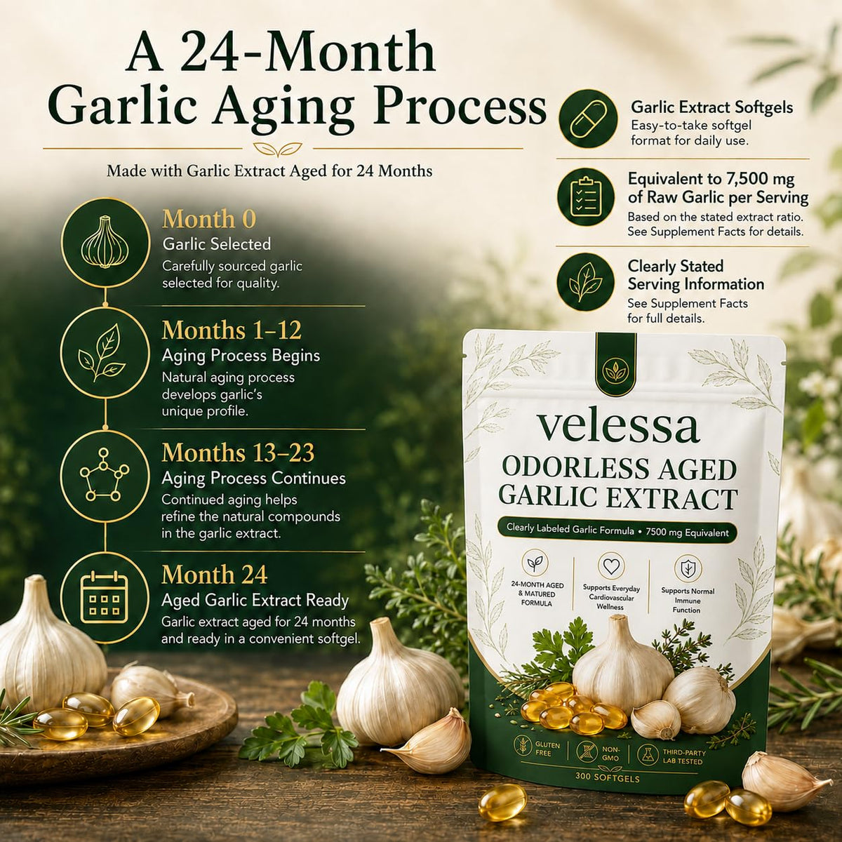 Odorless Aged Garlic Extract 300 Softgels L269875
