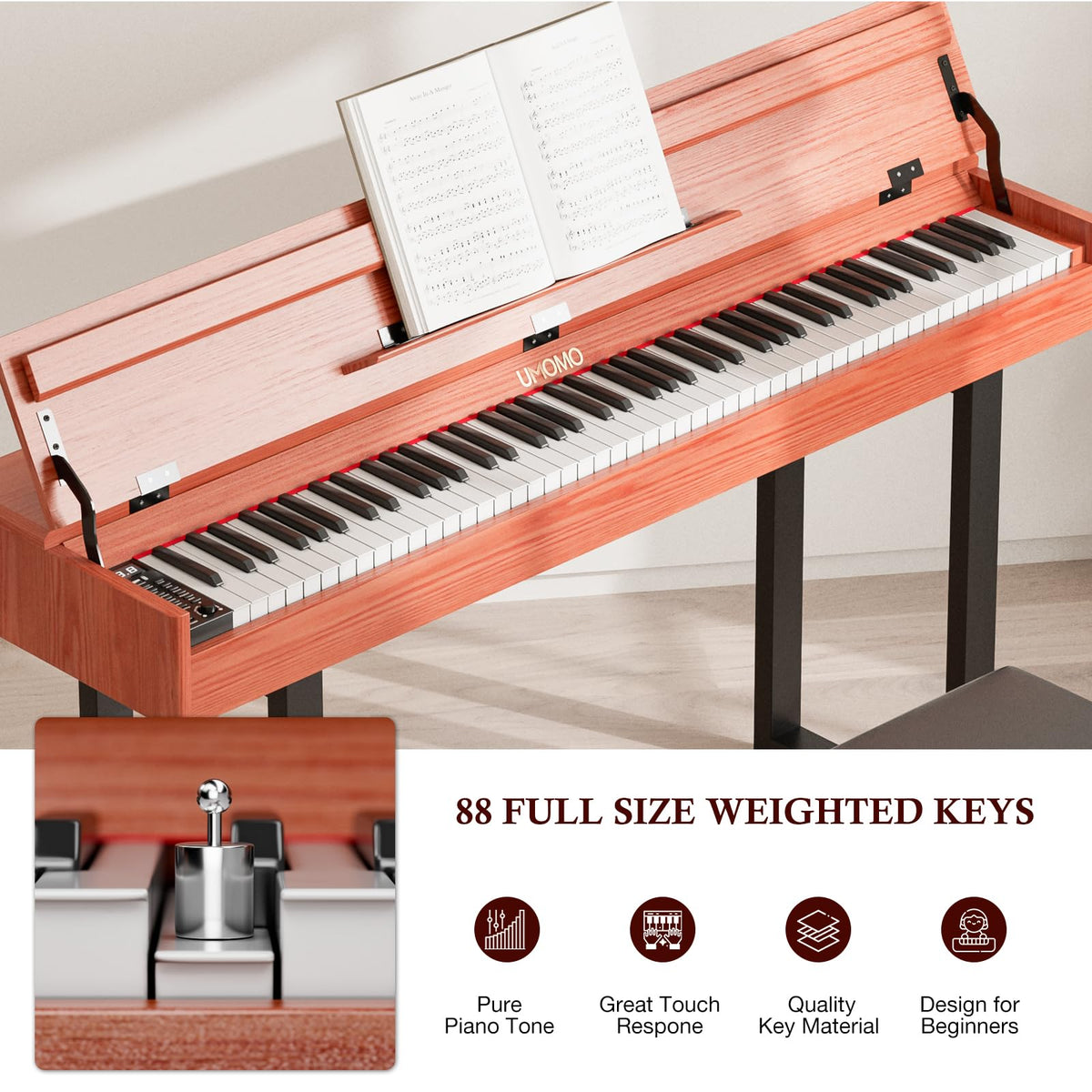 88 Key Weighted Digital Piano with Triple Pedals Y68162