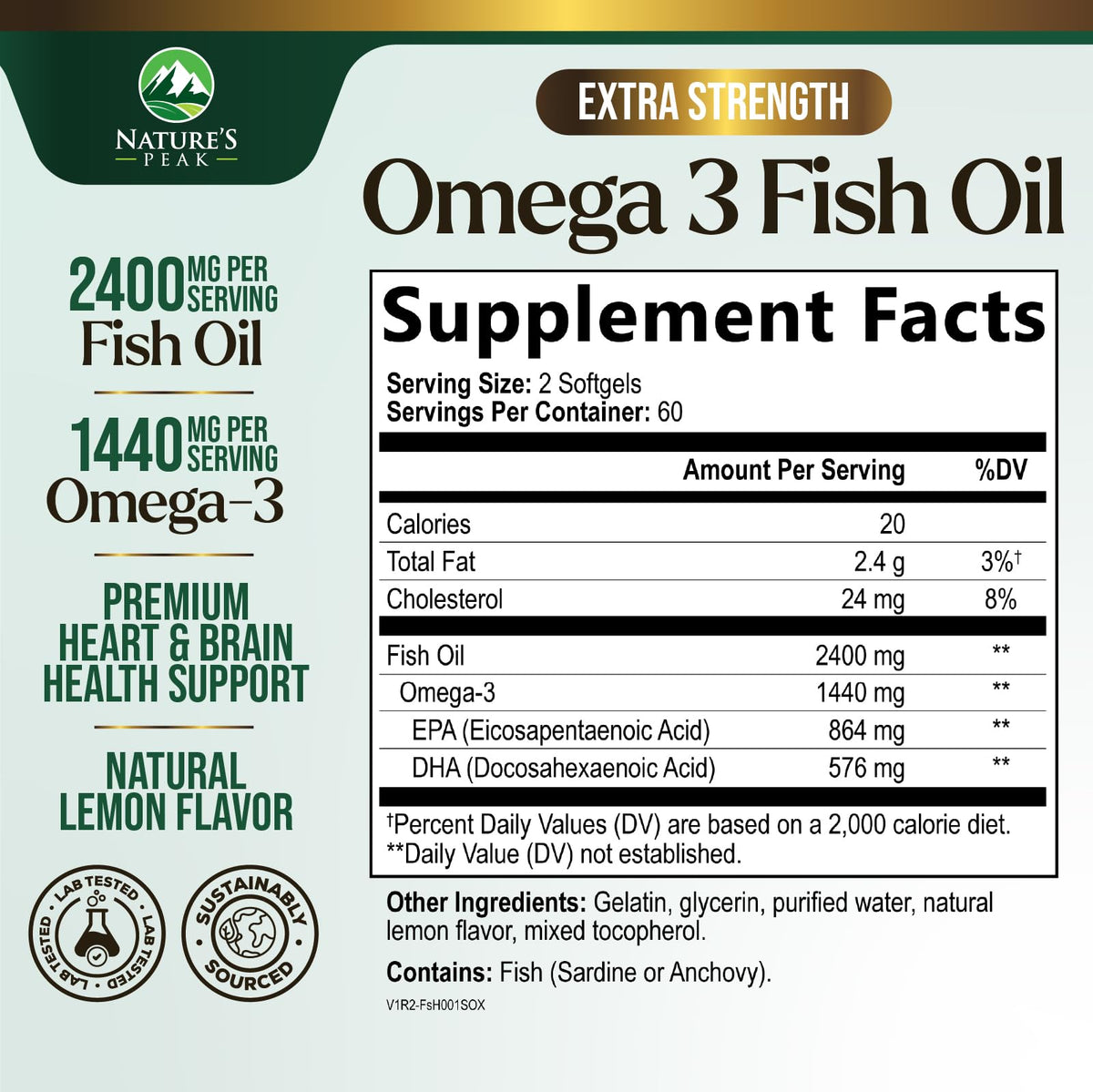 2400mg Omega 3 Fish Oil Softgels C2262