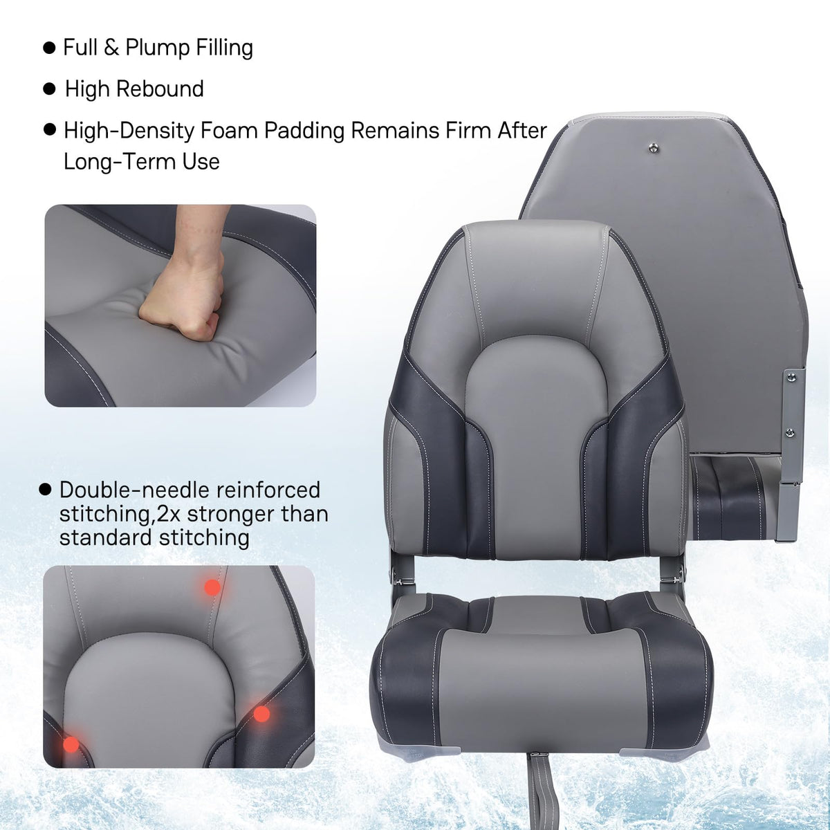 2 Pack High Back Folding Boat Seats E949