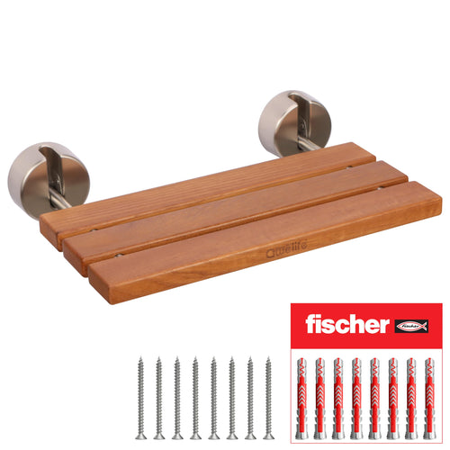 20" Teak Folding Shower Seat Wall Mount W722345