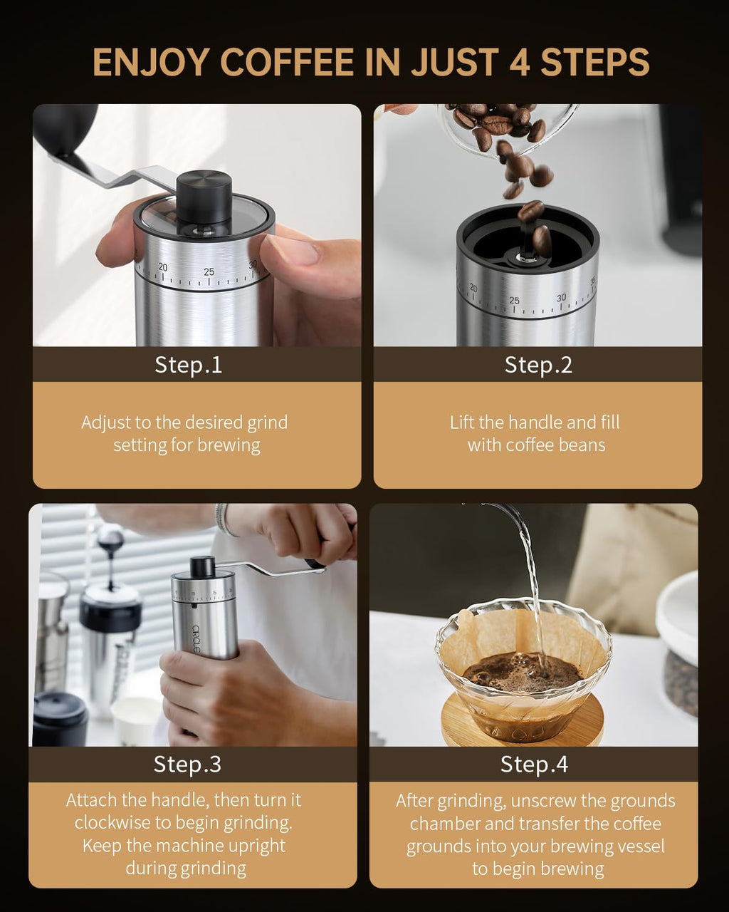 Manual Coffee Grinder with Ceramic Conical Burr Y6798