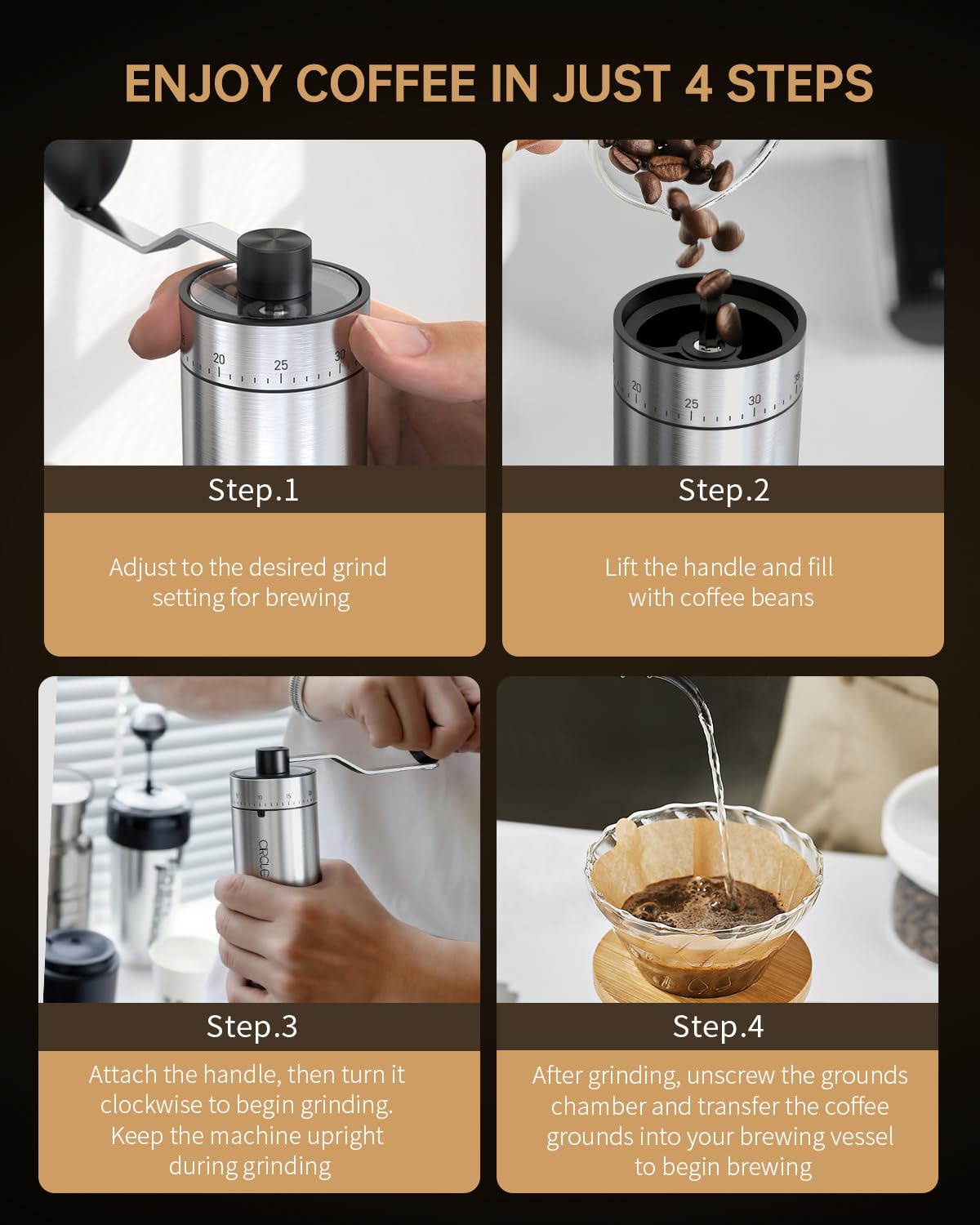 Manual Coffee Grinder with Ceramic Conical Burr Y6798