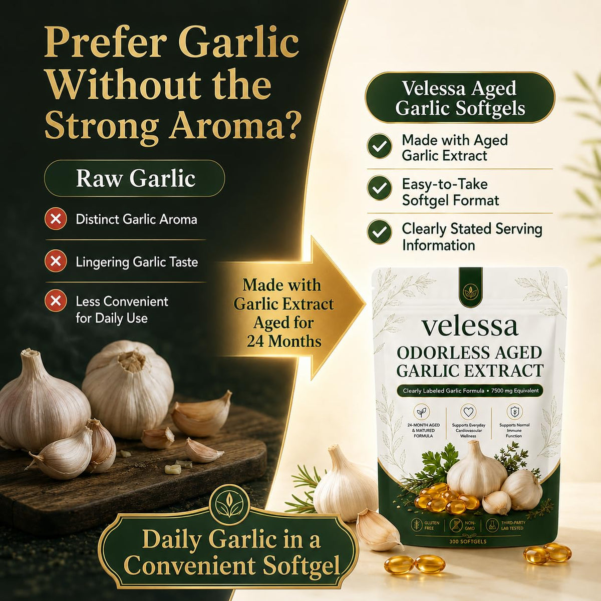 Odorless Aged Garlic Extract 300 Softgels L269875