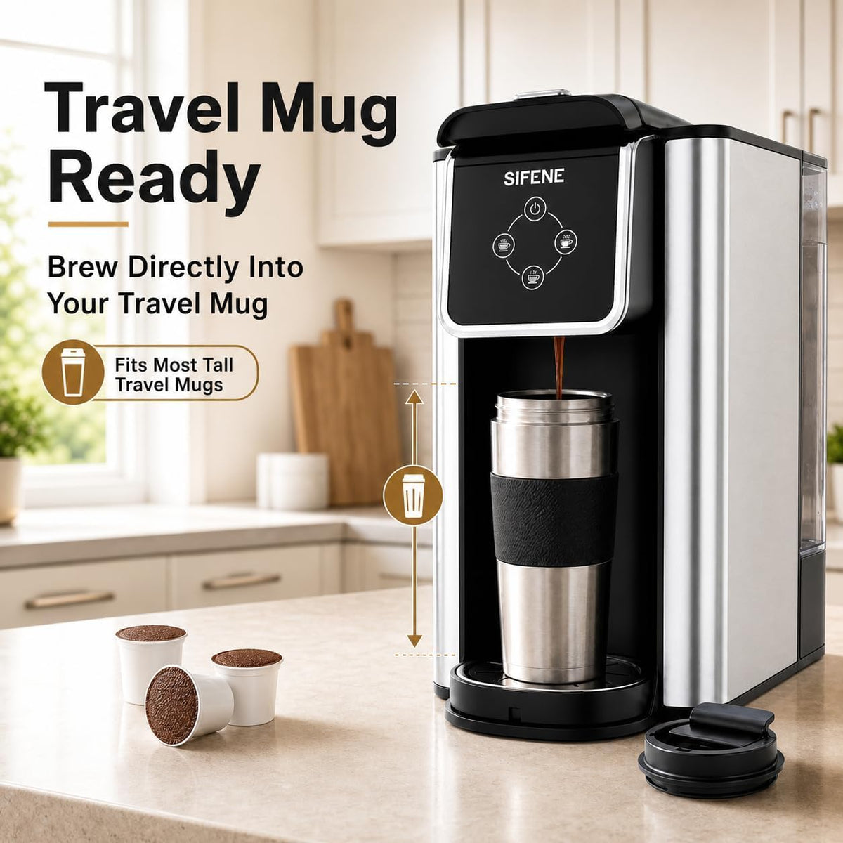 3-in-1 Single Serve Coffee Machine, 50 oz, Black U32766