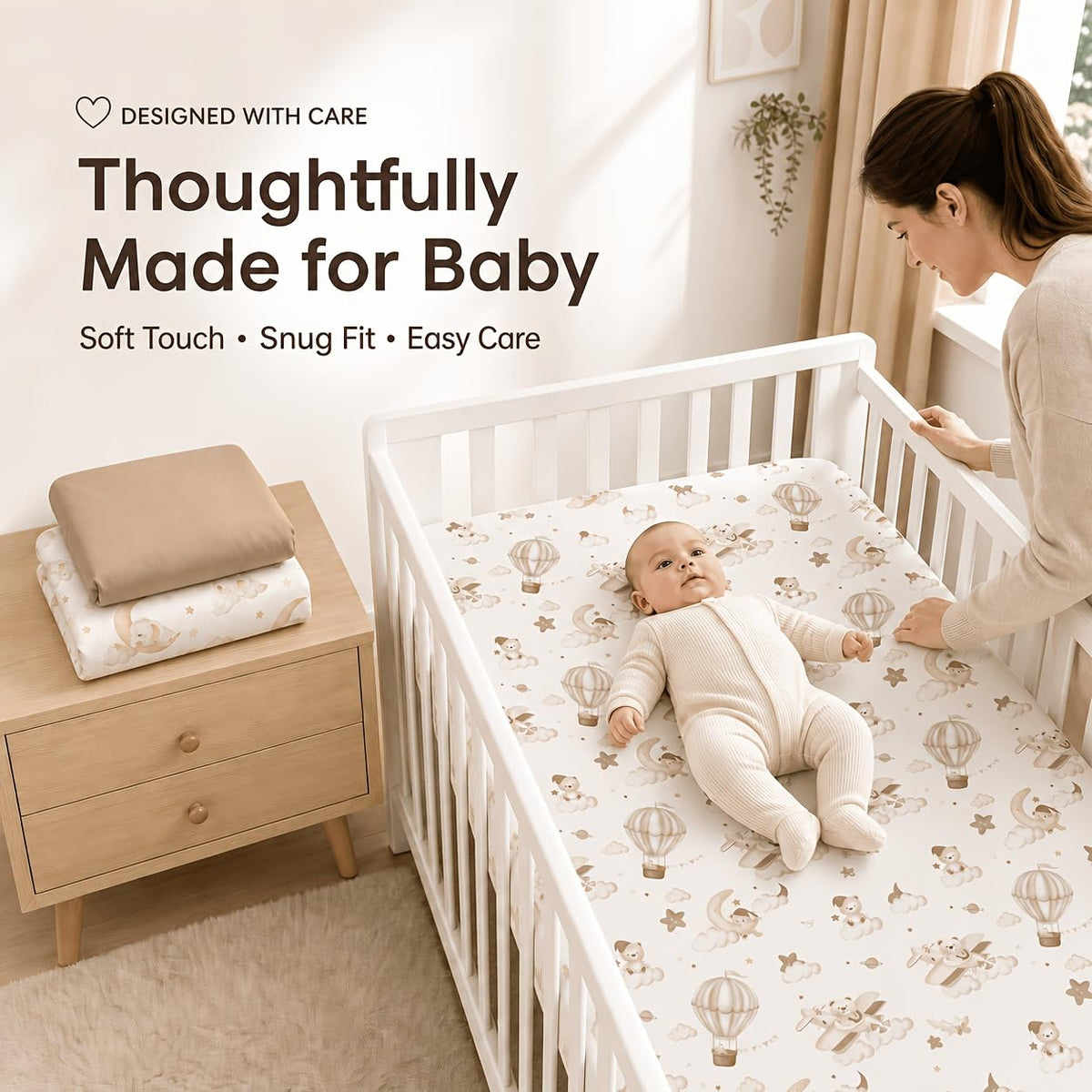 3-Pack Baby Crib Fitted Sheet Set 52 X 28 Inches X754819