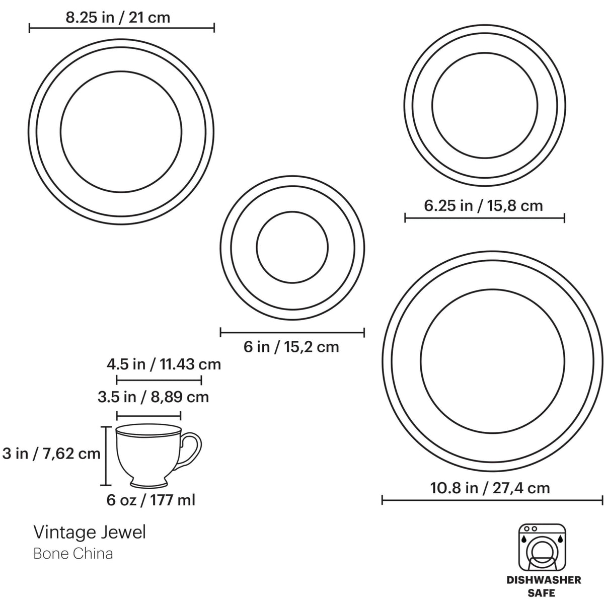 White 5 Piece Dinnerware Set O24506