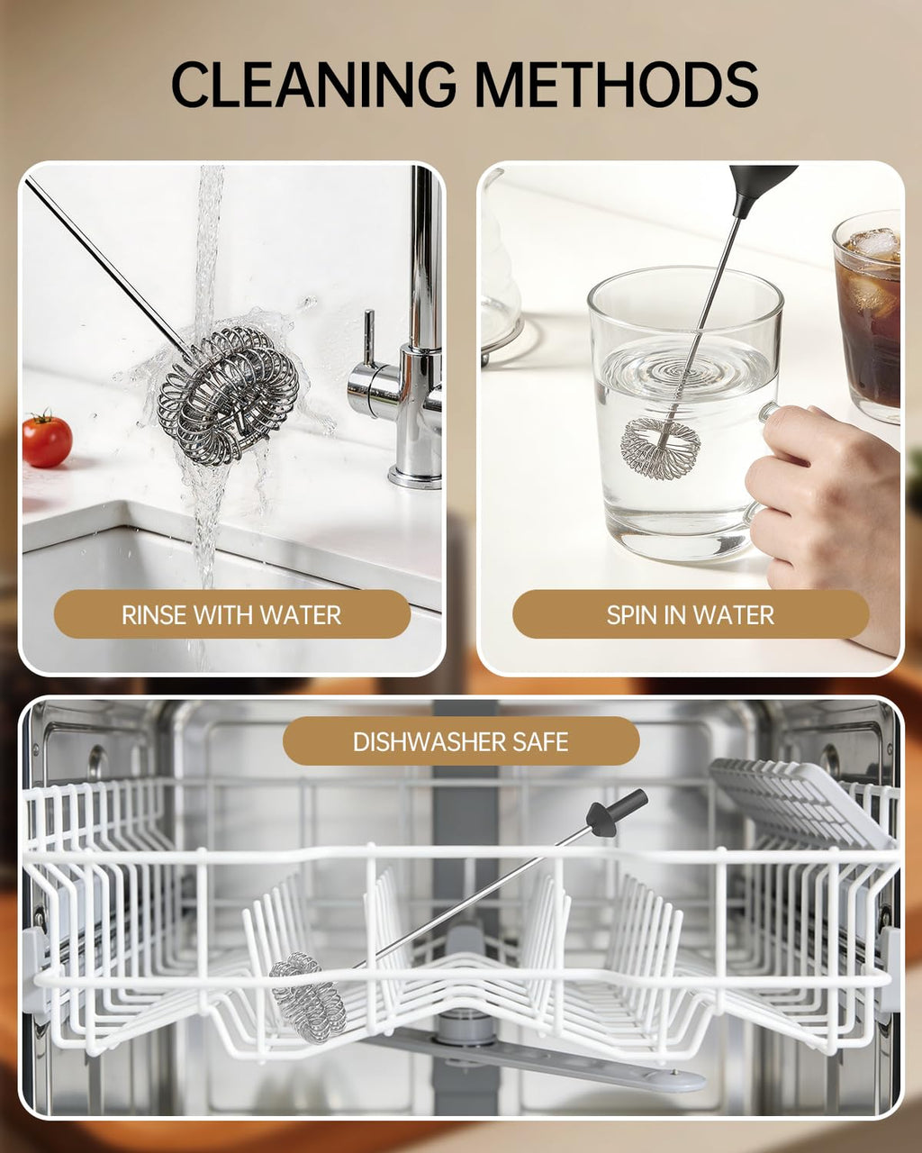 Rechargeable Handheld Milk Frother with Stand M596885