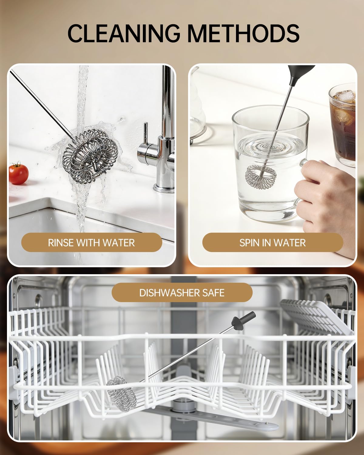 Rechargeable Handheld Milk Frother with Stand M596885