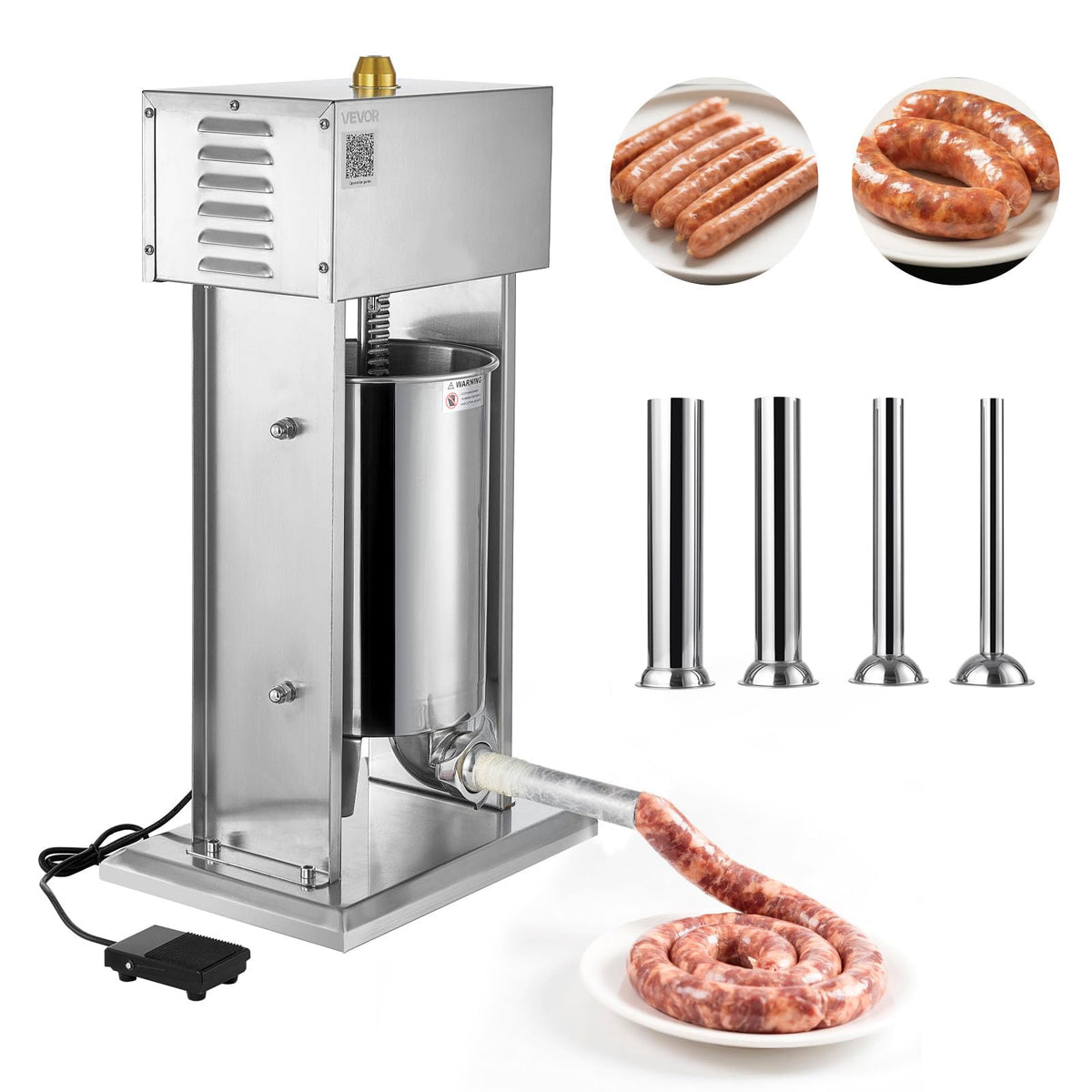 25 LBS Stainless Steel Electric Sausage Stuffer with 4 Stuffing Tubes J1973