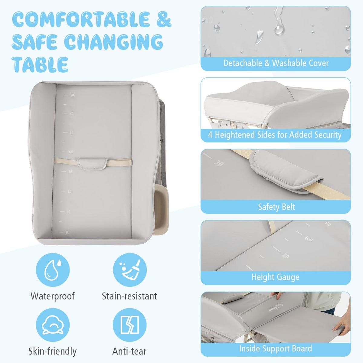 Portable Foldable Baby Changing Table with Wheels K204712