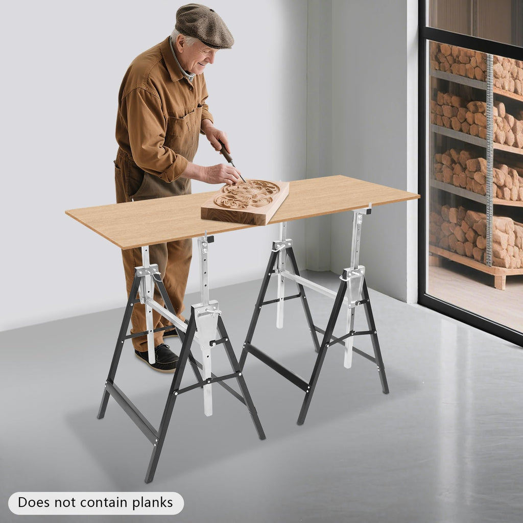 Foldable Steel 2 Pack Adjustable Height Saw Horses H136