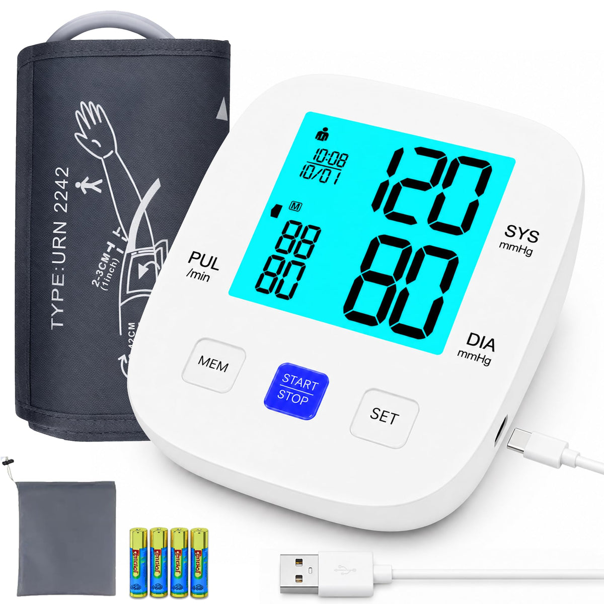 Upper Arm Blood Pressure Monitor with 8.7"-16.5" Cuff V2212