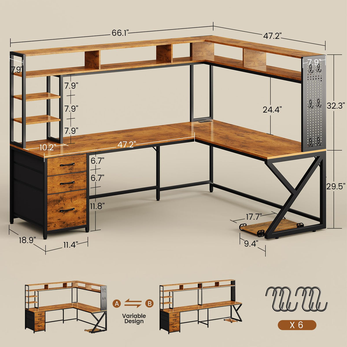 L Shaped Computer Desk with Hutch P477898