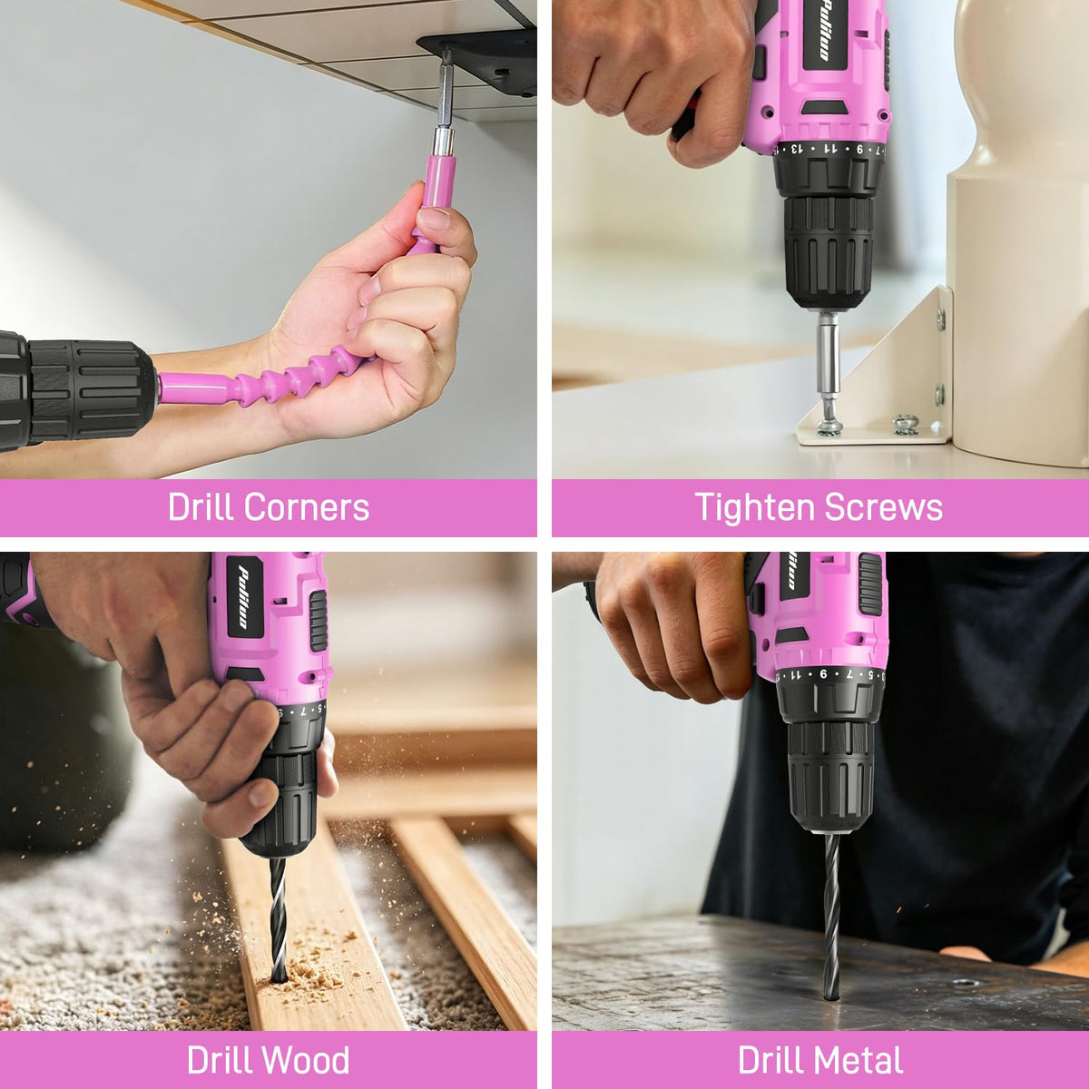 299 Piece Pink Cordless Drill Tool Set with Tool Box L874