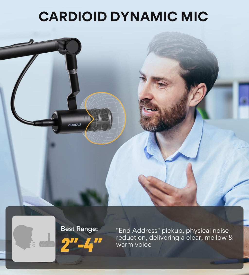 XLR Podcast Microphone, Cardioid Dynamic Metal Desk Mic N197