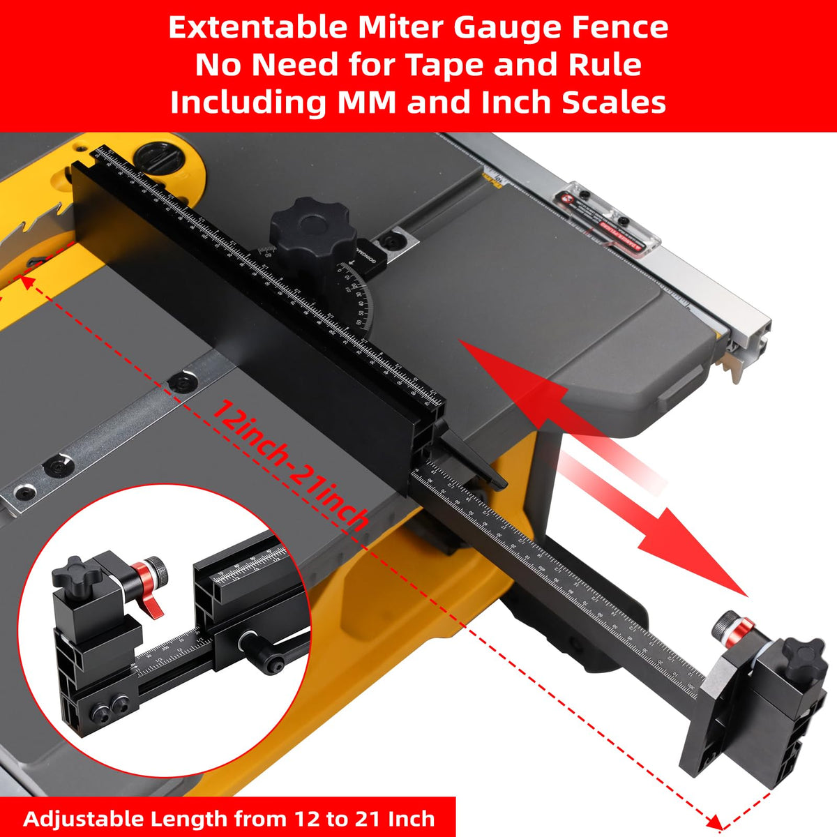 Small Table Saw Miter Gauge with Extendable Fence G266813
