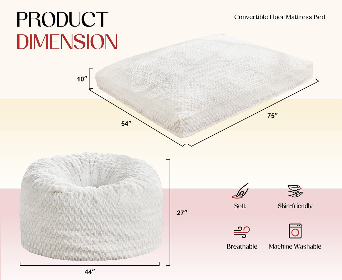 Bean Bag Chair Convertible 3 in 1 Washable Giant G956