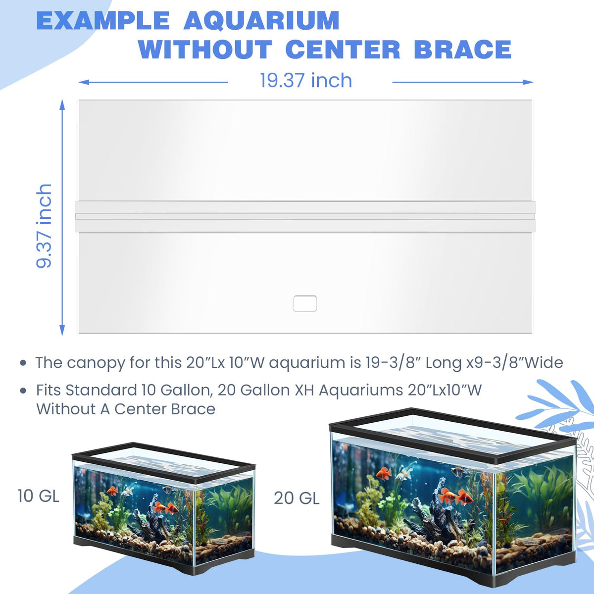 Clear Acrylic Aquarium Canopy Set 19.37 x 9.37 x 0.28 Inch L121