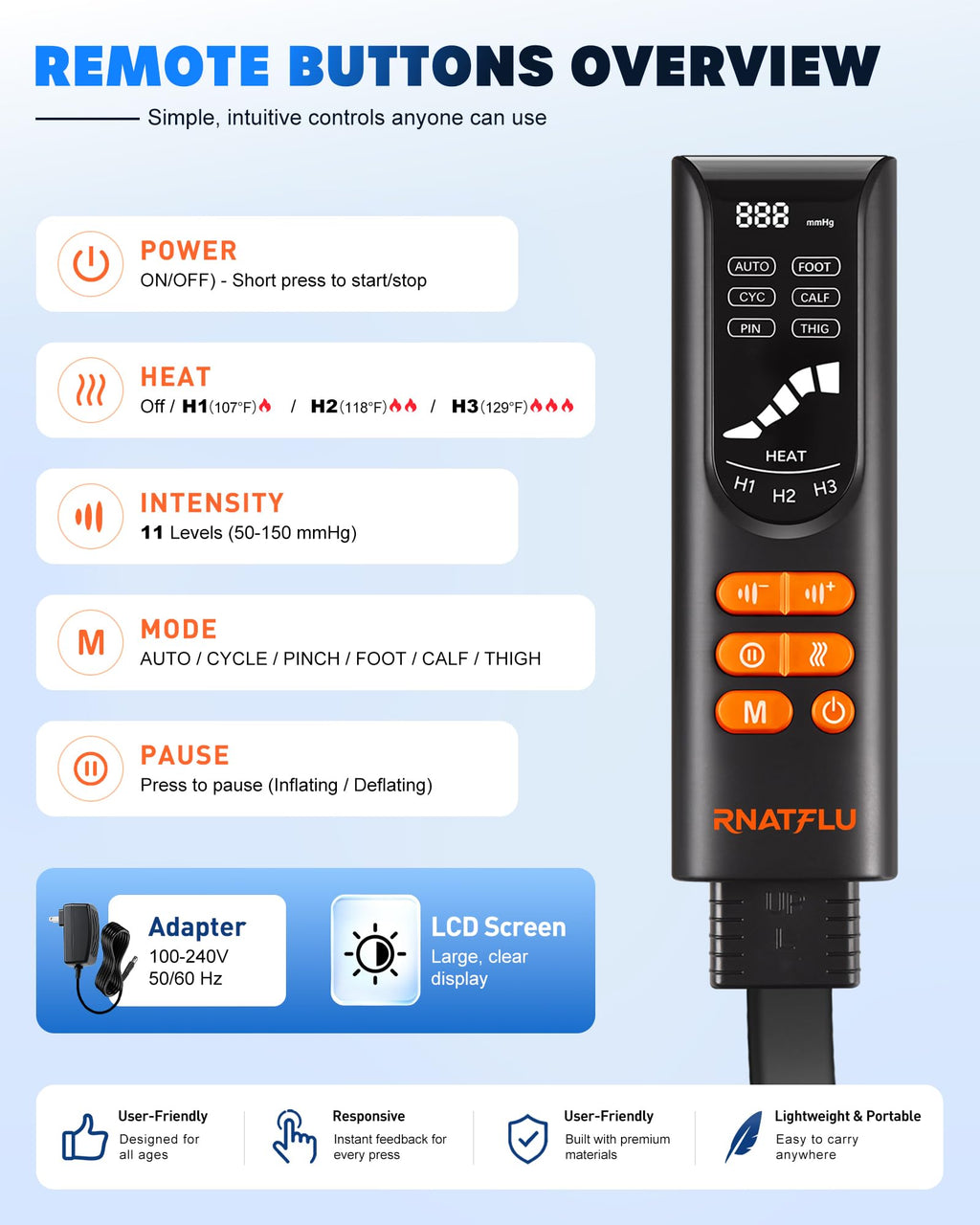 Air Compression Leg Massager with Heat H829445