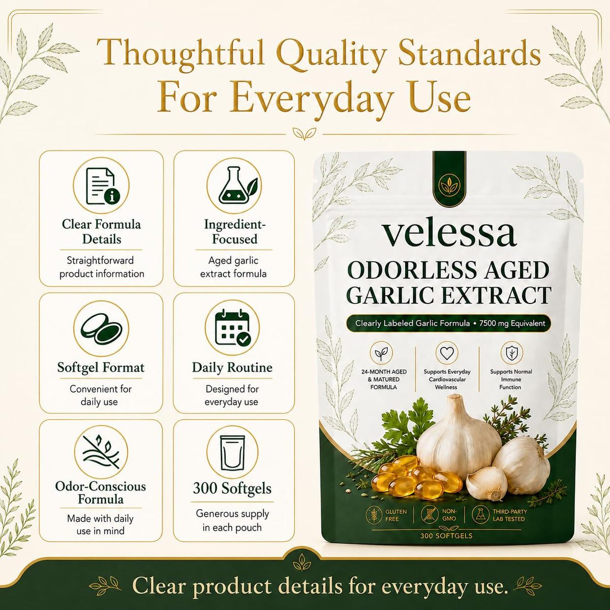 Odorless Aged Garlic Extract 300 Softgels L269875