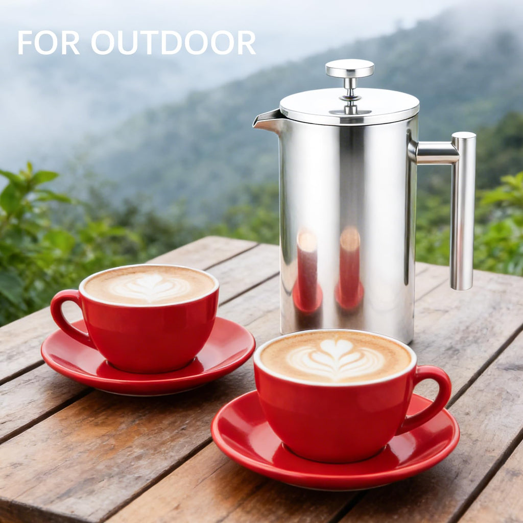 34OZ Stainless Steel French Press Coffee Maker with 2 Extra Filters J6704