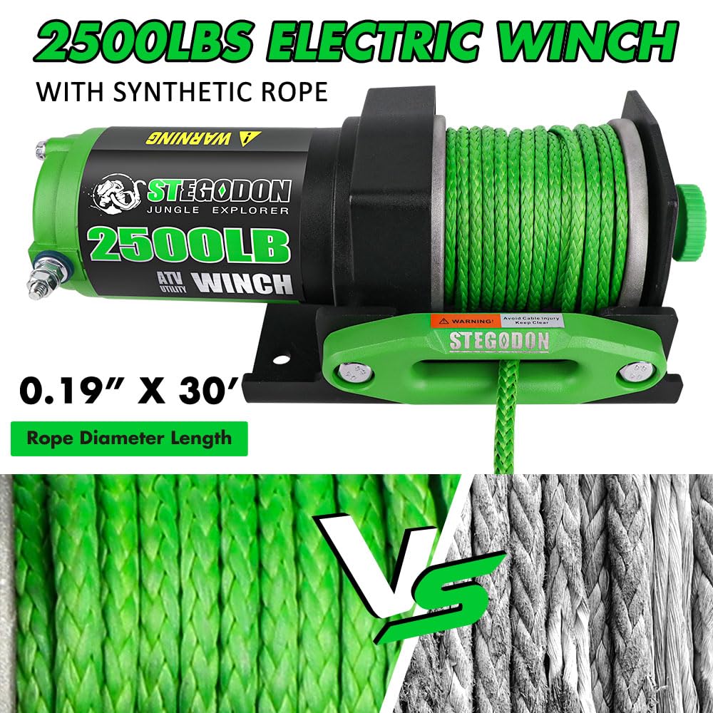 2500 lb. 12V Waterproof Synthetic Rope Electric Winch U761318