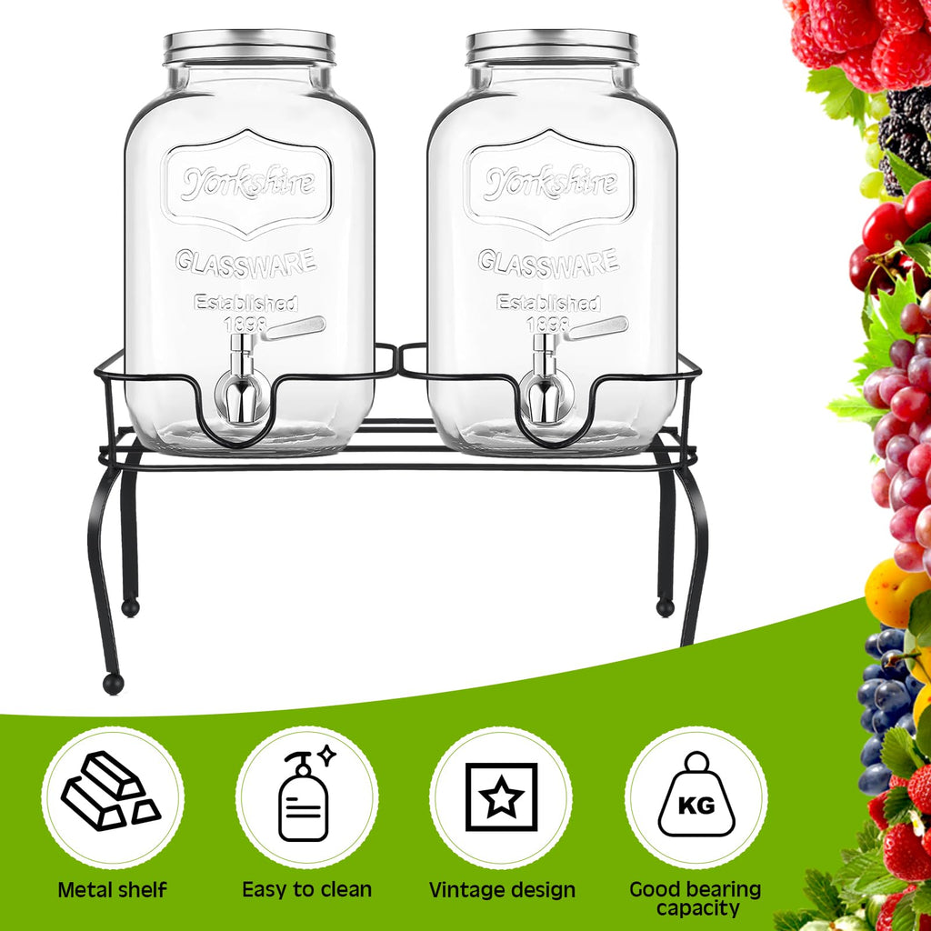 2 Gallon Black Metal Beverage Dispenser with 2 Compartments B65804