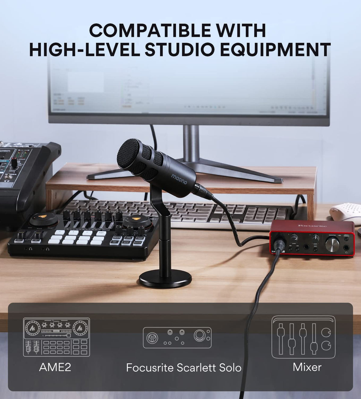 XLR Podcast Microphone, Cardioid Dynamic Metal Desk Mic N197