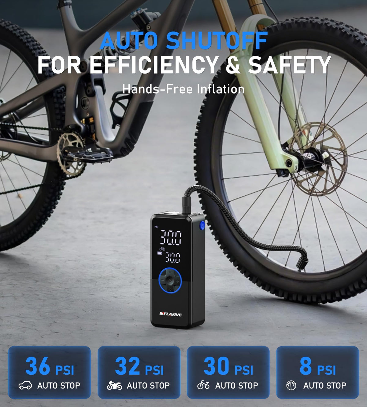 Portable Cordless Tire Inflator Air Compressor with Digital Gauge B479252