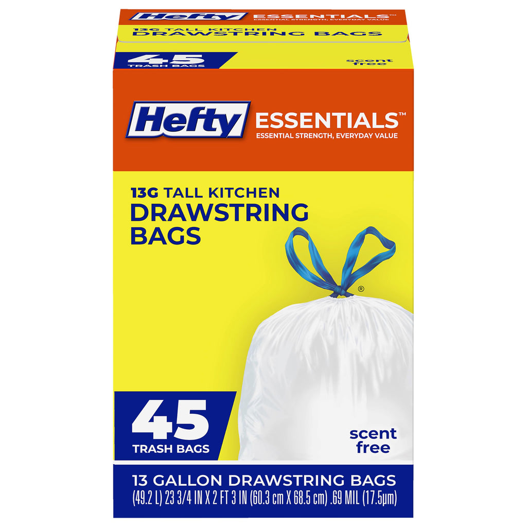 13 Gallon White Unscented Trash Bags 45ct D1242