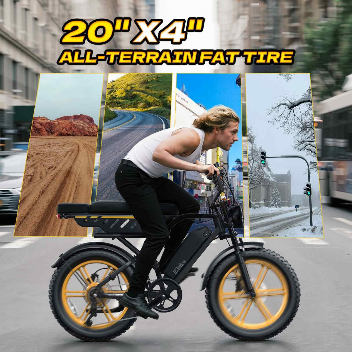 Electric Bike 48V 15Ah Battery 1500W Peak Motor 20 * 4.0 Fat Tire S821156