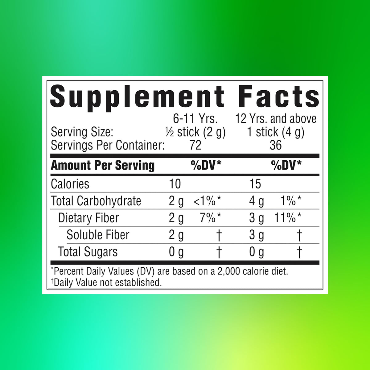 Unflavored Prebiotic Fiber Supplement Powder, 72 Stick Packs M459048