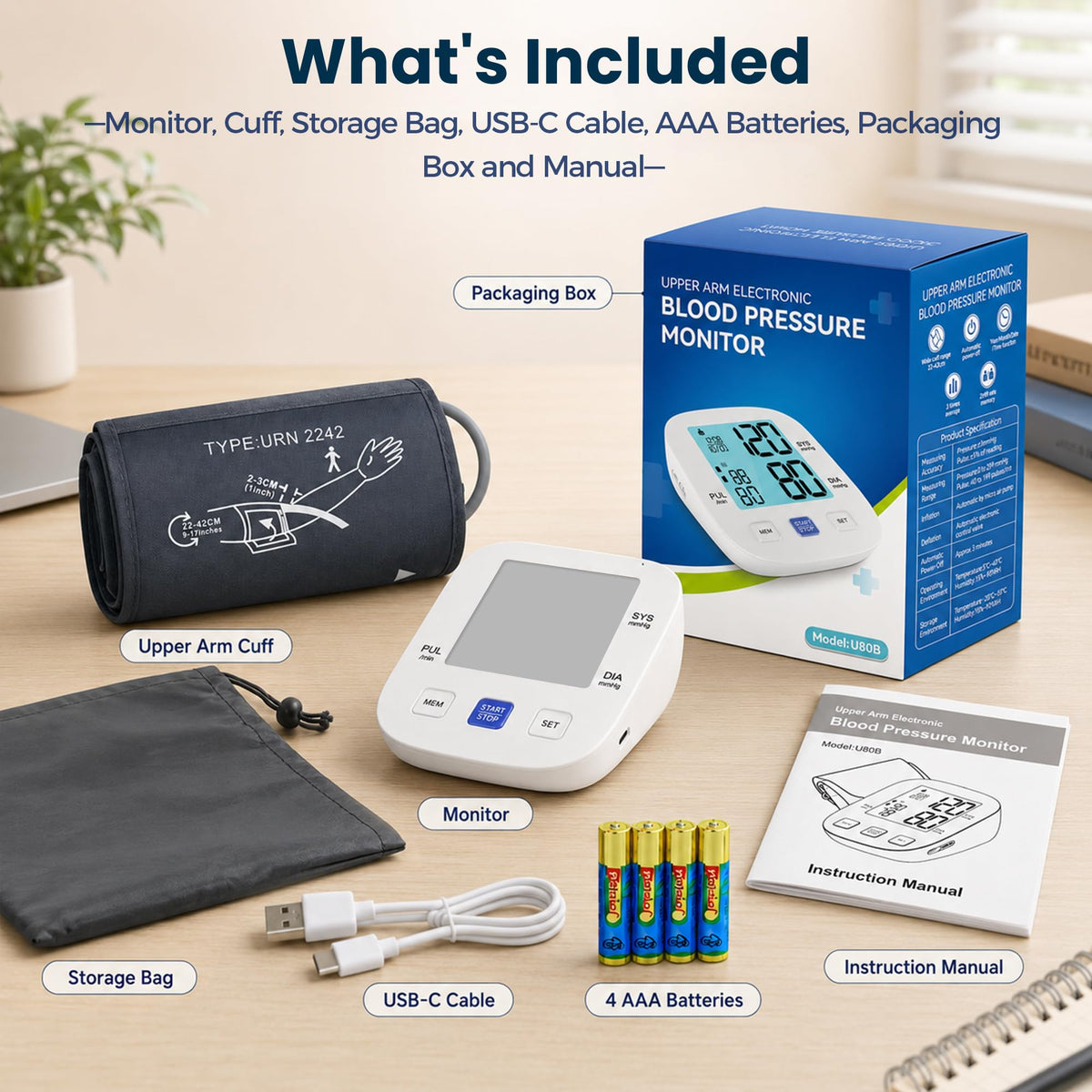 Upper Arm Blood Pressure Monitor with 8.7"-16.5" Cuff V2212