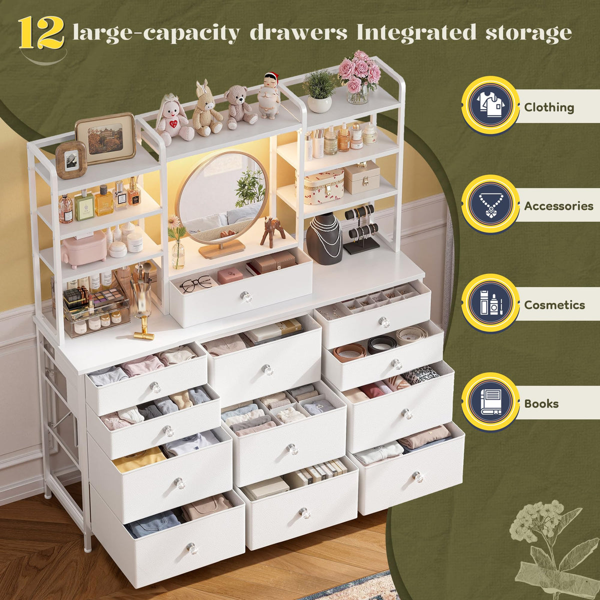 White Dresser with RGB LED Lights U83822