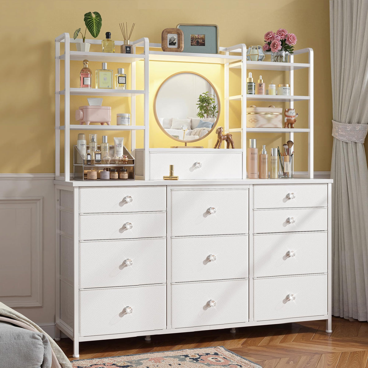 White Dresser with RGB LED Lights U83822
