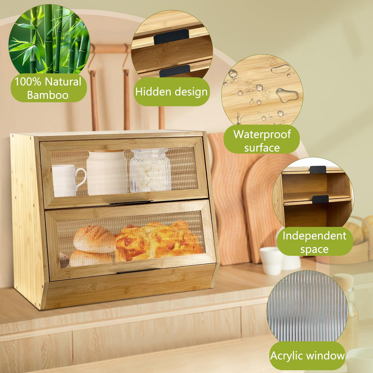 Wooden Bread Box with Window C958323