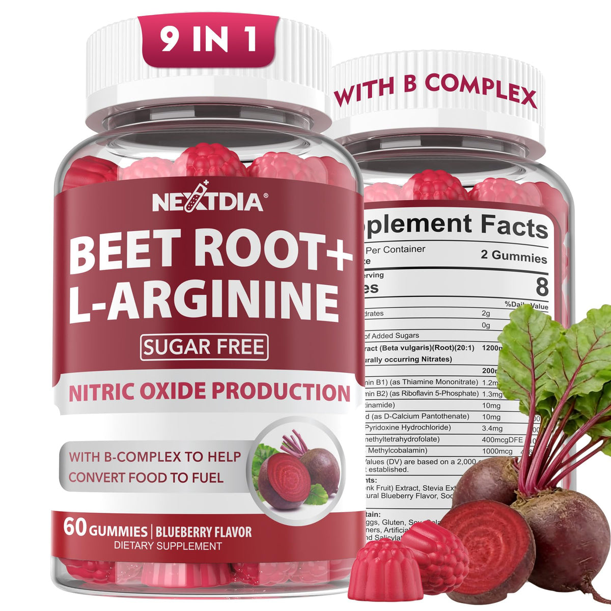Beet Root Gummies 1200mg with L-Arginine and B Vitamins E925