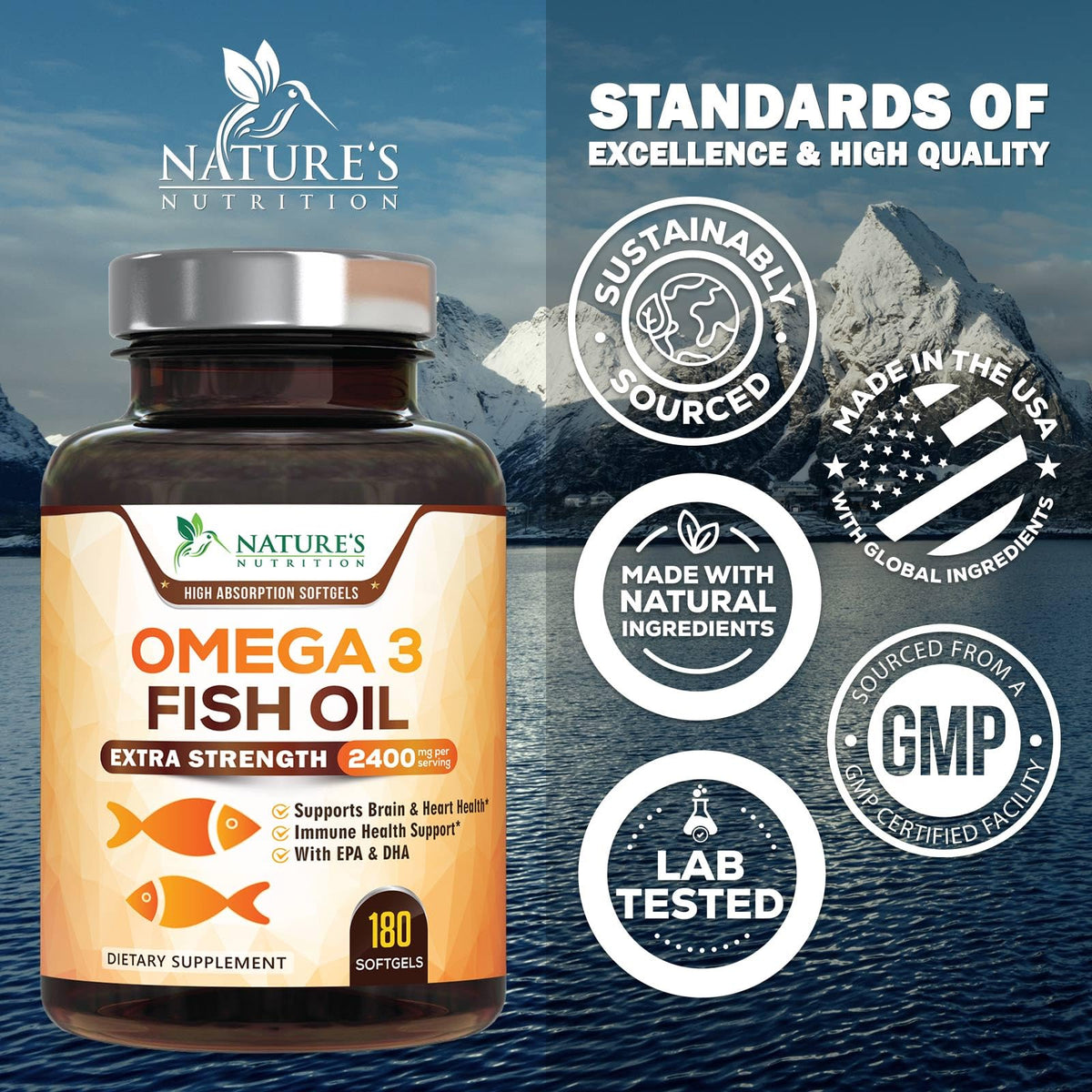 Omega 3 Fish Oil 2400mg Softgels U4030