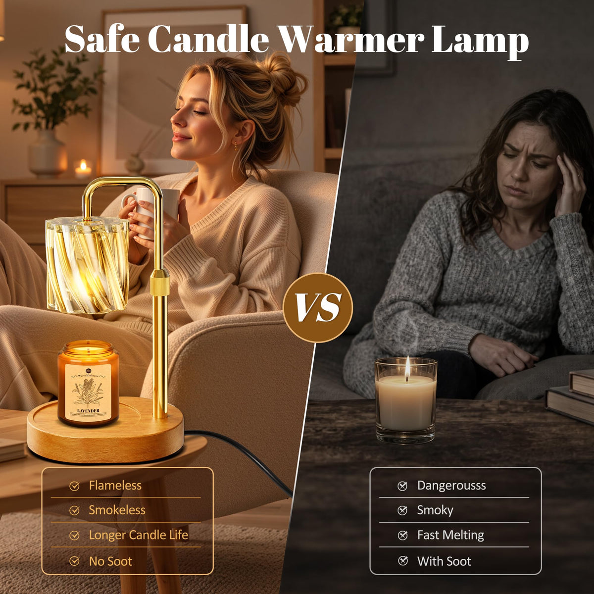 Candle Warmer Lamp Set with Scented Jar Candle & Timer F7748