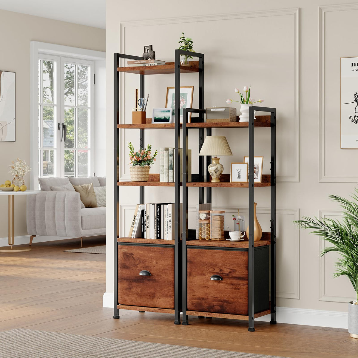 5 Tier Bookshelf with Fabric Drawer O995