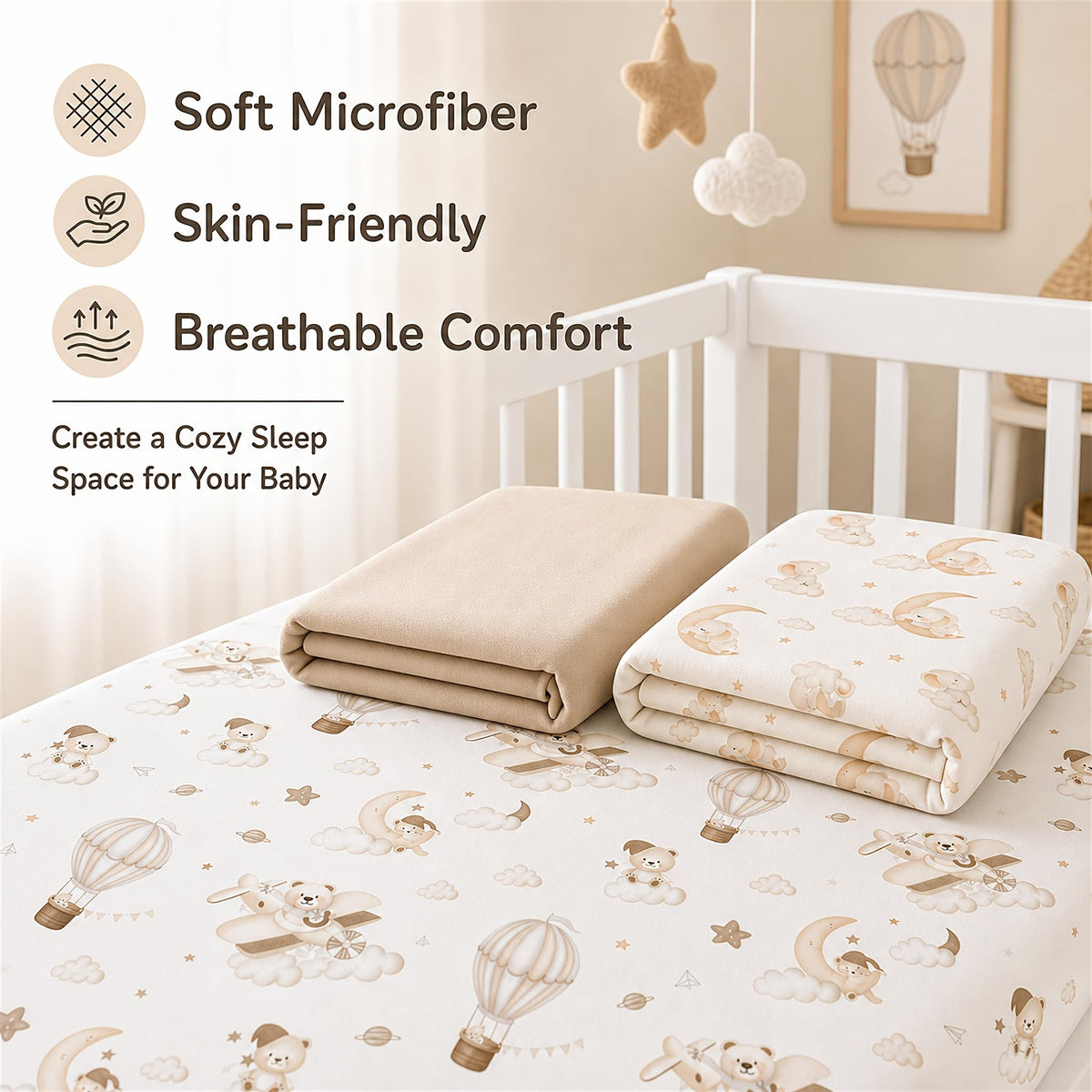 3-Pack Baby Crib Fitted Sheet Set 52 X 28 Inches X754819